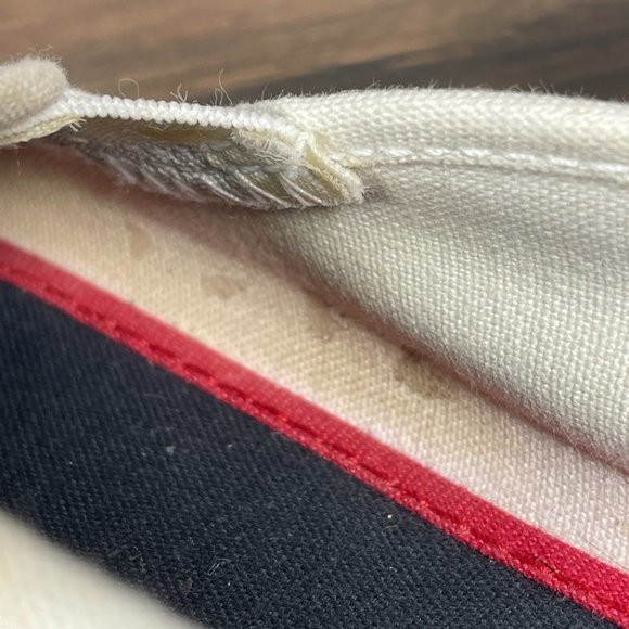 Talbots Women's Size 7.5 Shoes Blue Canvas Gold Crested Slip On Comfort Flats - Picture 12 of 14